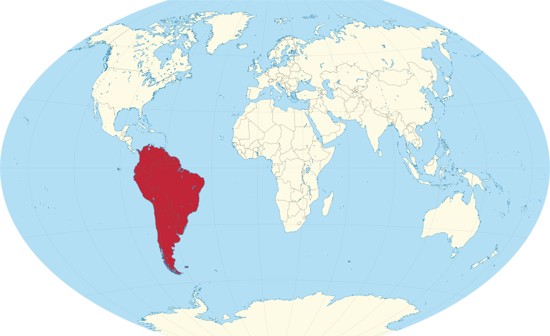 South America - South America Highlighted On A Map (800x489), Png Download