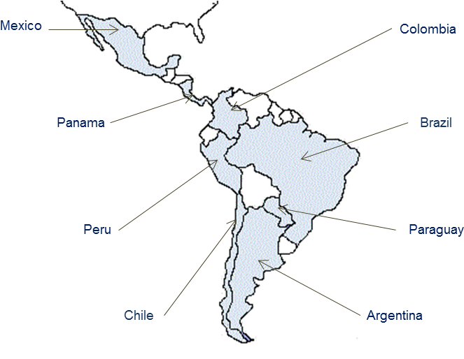 Gbo's Network In South America Includes Mexico, Brazil, - Map Of South America (937x513), Png Download