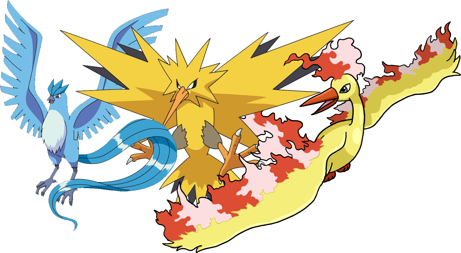 Shiny Moltres Articuno And Zapdos - Pokemon Articuno (1536x842), Png Download