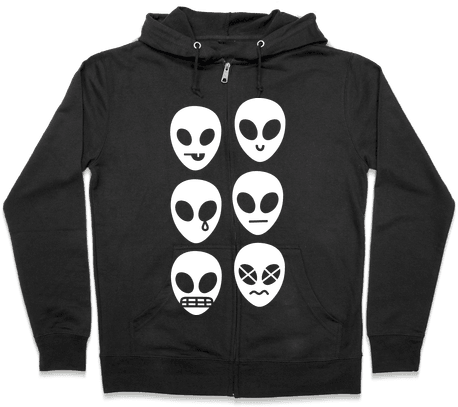 Alien Emojis Zip Hoodie - Halloween Gives Me The Real Big Frighten Hoodie: Funny (484x484), Png Download