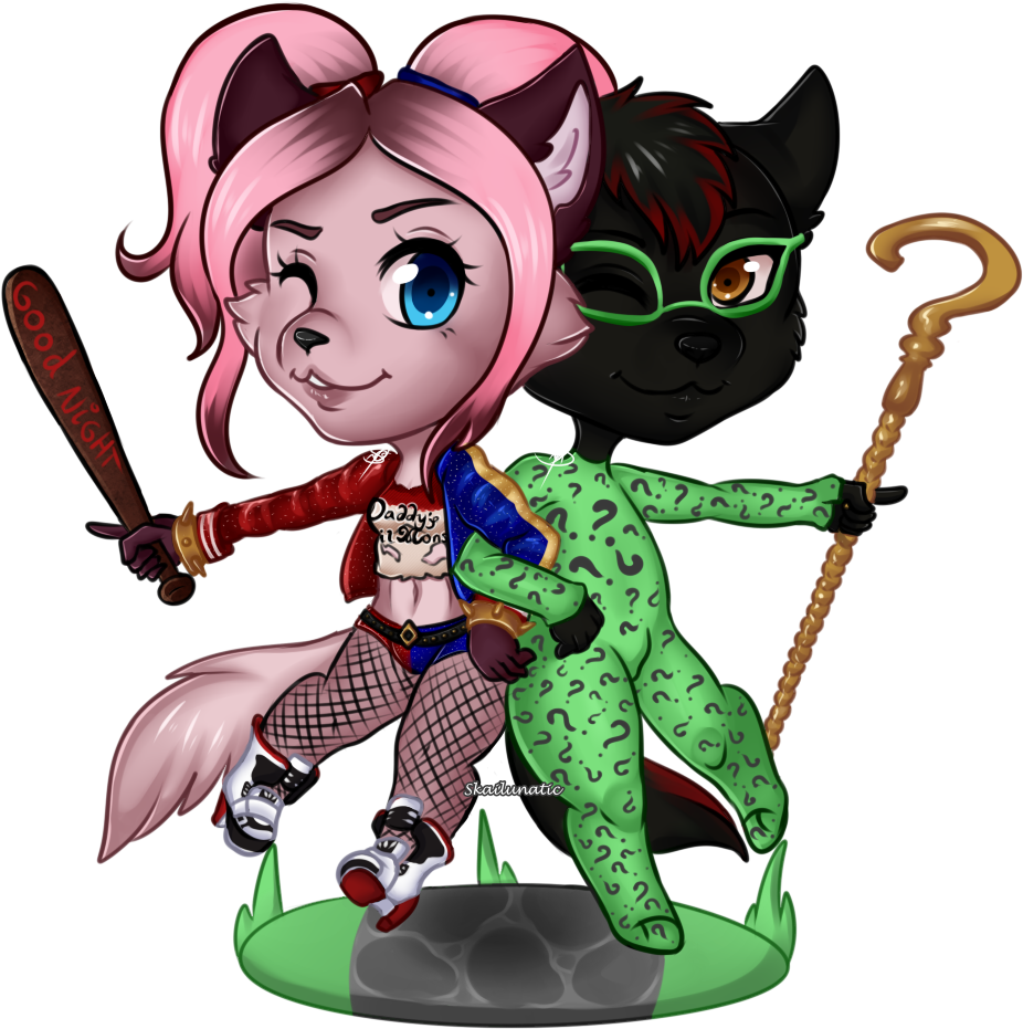 Harley And Riddler - Cartoon (980x951), Png Download