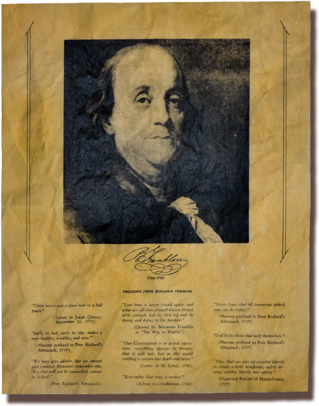 Thoughts From Benjamin Franklin - Benjamin Franklin (519x616), Png Download