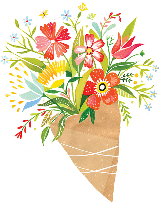 Wildflower Bouquet Drawing At Getdrawings - Illustrations By Katie Daisy (570x713), Png Download