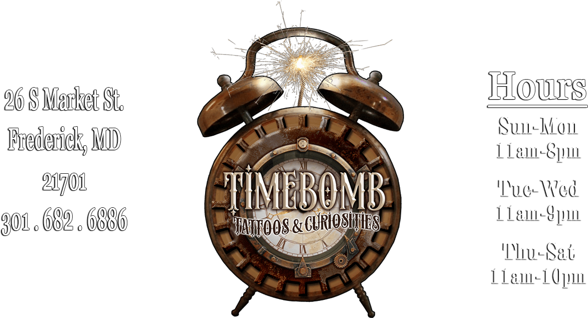 Time Bomb Tattoos & Curiosities - Time Bomb Tattoos & Curiosities (1282x641), Png Download