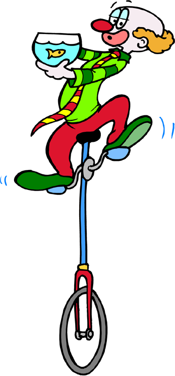 I - Clown On Tall Unicycle (349x750), Png Download