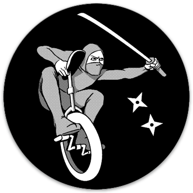Ninja On A Unicycle Sticker - Sports (377x377), Png Download