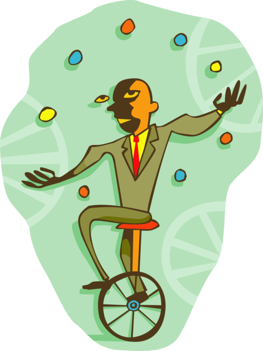 Vector Illustration Of Multitasking Businessman Juggling - Bodily Kinesthetic (525x700), Png Download