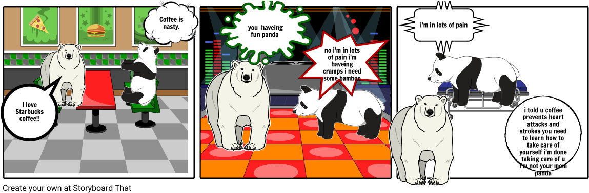 Two Bears And Coffee - Cartoon (1164x385), Png Download