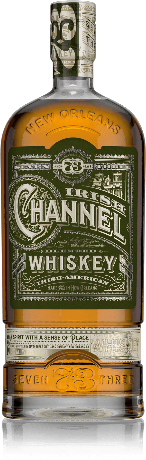 Irish Channel Whiskey - Seven Three Distilling Company (600x1897), Png Download