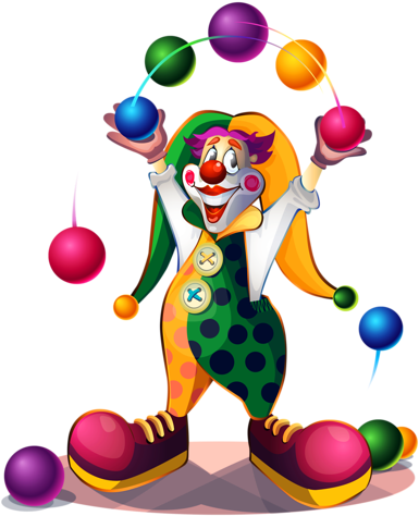 Carnival Transparent Kid - Cartoon Circus Clowns Easy (411x500), Png Download