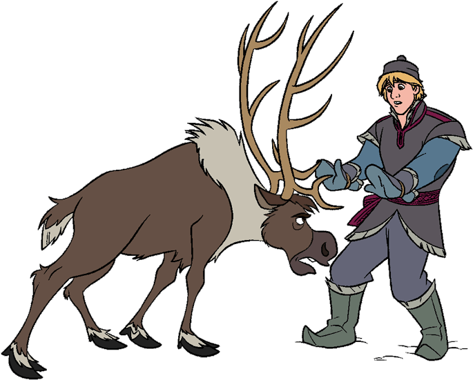 Disney Frozen - Sven And Kristoff Drawing (700x571), Png Download