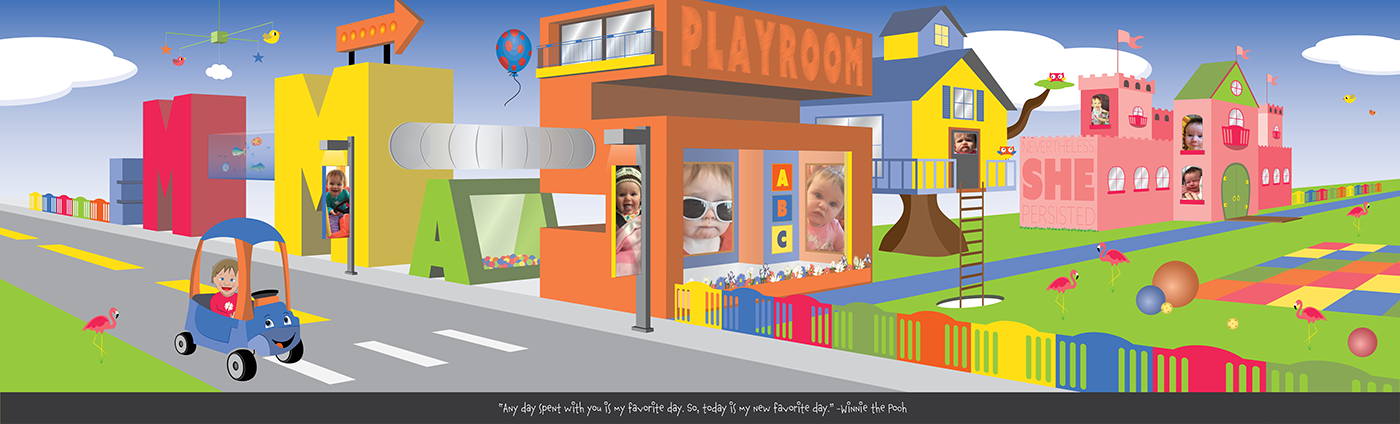 Mural For Daughter's Playroom, Using Perspective Grid - House (1400x424), Png Download