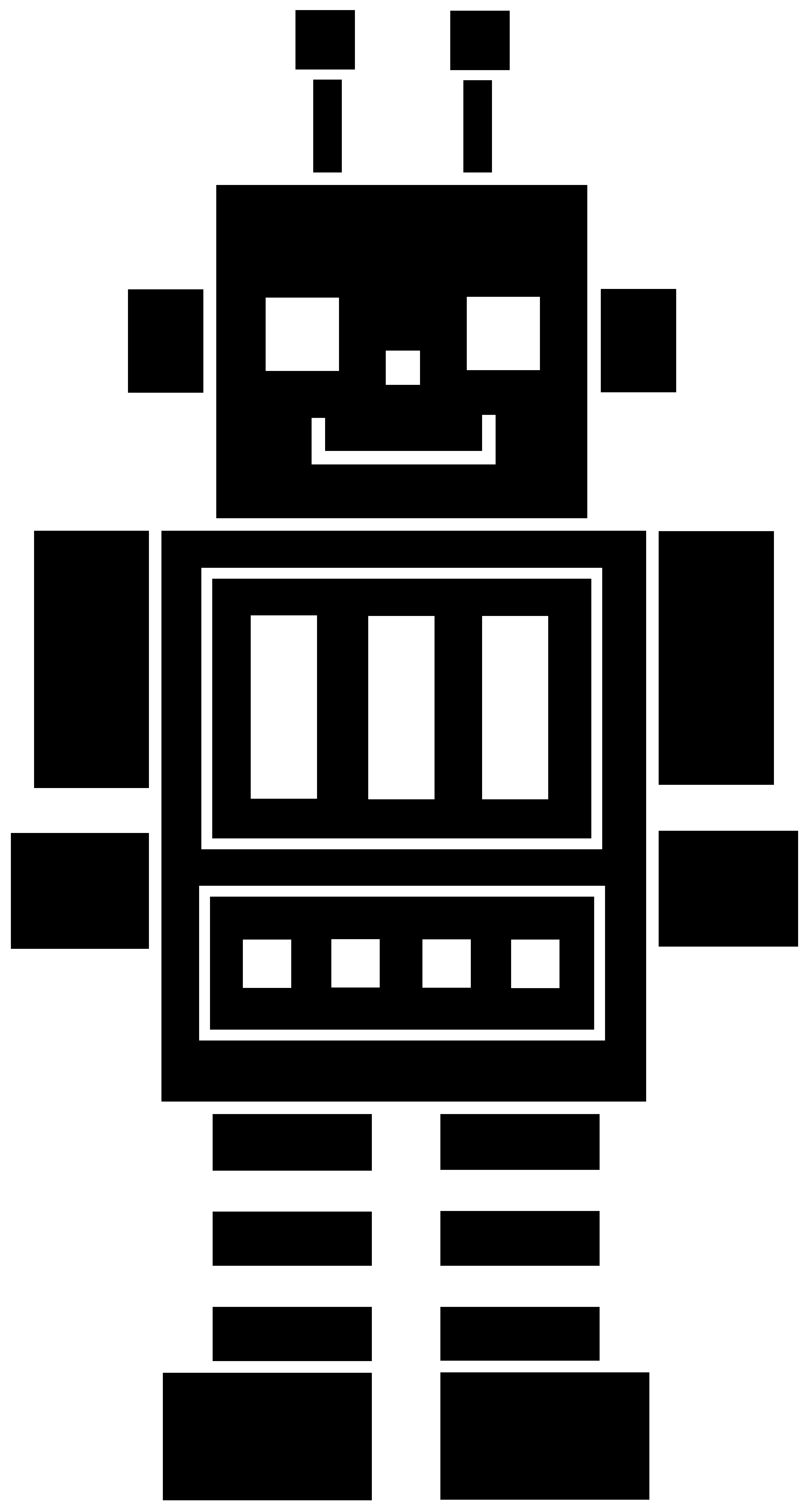 Black Robot Silhouette - Robotics Black And White Clipart (4014x7504), Png Download