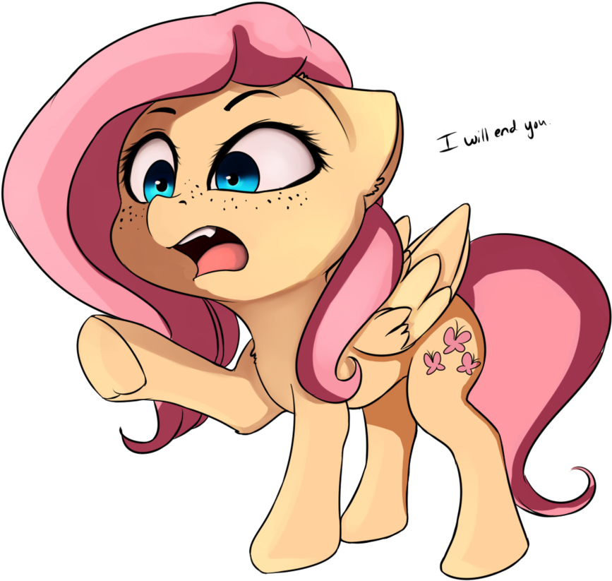 Miokomata, Dead Source, Dialogue, Fangs, Female, Fluttershy, - Cartoon (1024x1024), Png Download