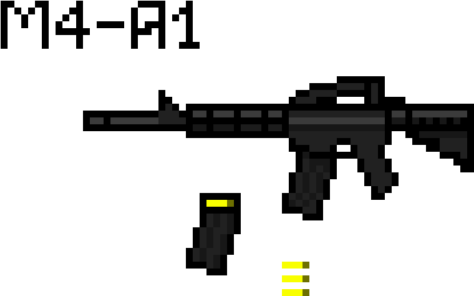 M4a1 - Pixel Art Gun M4a1 (730x470), Png Download