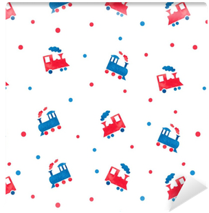 Watercolor Toy Trains Seamless Pattern - Watercolor Painting (400x400), Png Download