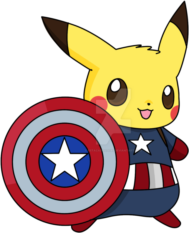 Captain America Clipart Team Captain - Pikachu Captain America Shirt (786x1017), Png Download