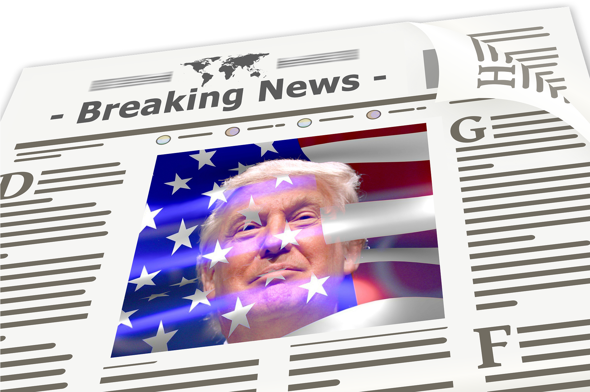 Donald Trump's Effect On Businesses - President Donald Trump With Usa Flag (1920x1296), Png Download