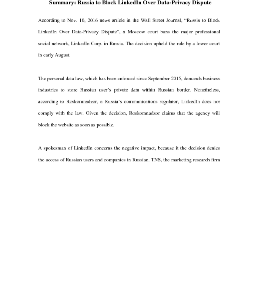 10, 2016 News Article In The Wall Street Journal, Russia - Film (850x1100), Png Download