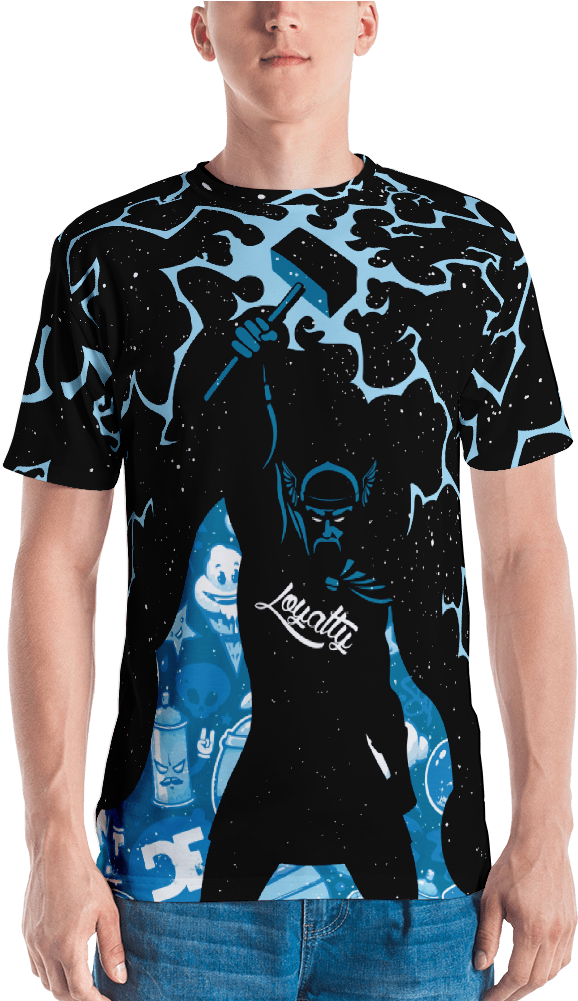 Loyalty Lighting Hammer All Over Print Crew - Marine Corps American Flag Shirt - Us Flag Shirt - (1000x1000), Png Download