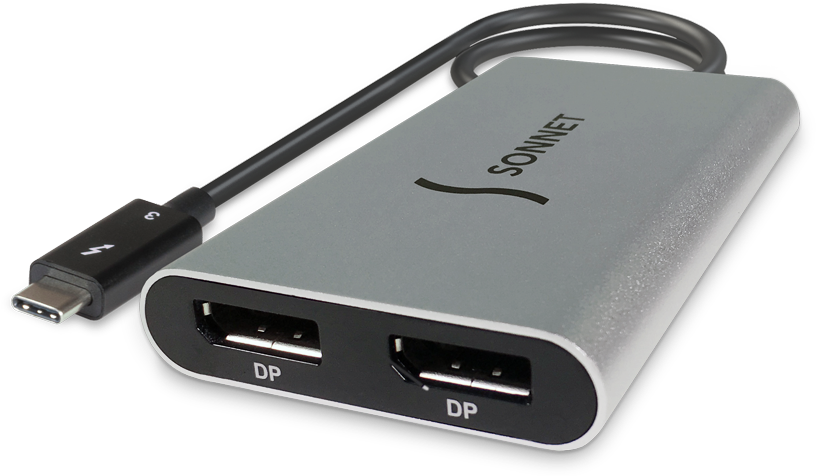 Thunderbolt 3 To Dual Displayport Adapter - Sonnet Thunderbolt 3 To Dual Displayport Adapter (850x475), Png Download