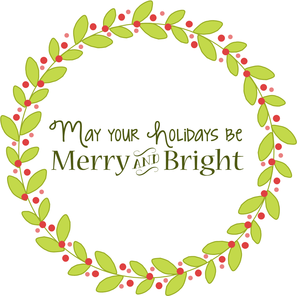 Bright Christmas Clipart Jpg Library Download - Merry Christmas Wreath Clipart (960x959), Png Download