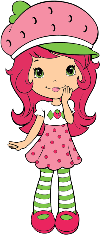 Clip Black And White Stock Bitty Adventures Clip Art - Strawberry Girl Cartoon Png (342x798), Png Download