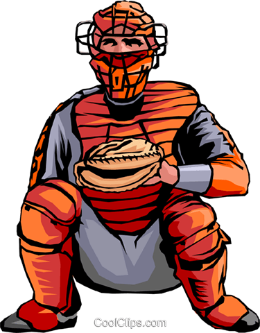 Baseball Catcher Royalty Free Vector Clip Art Illustration - Baseball Catcher Clip Art (375x480), Png Download
