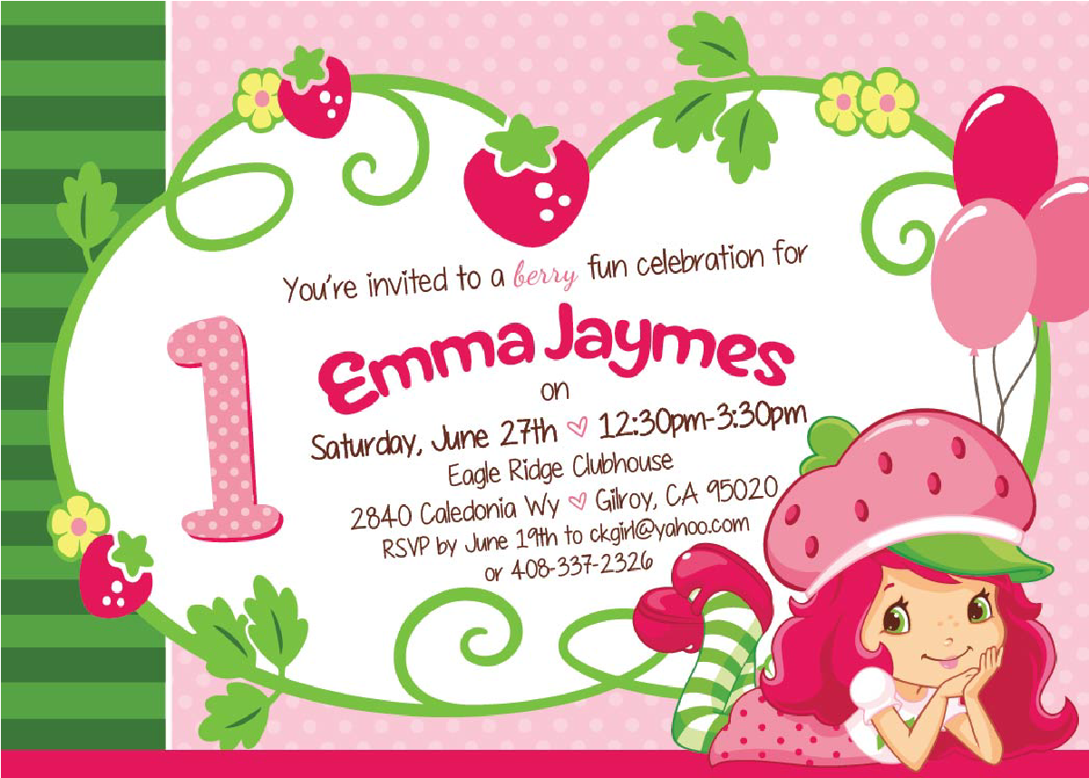 Strawberry Shortcake Birthday Invitations - Invite Strawberry Shortcake Png (1200x1200), Png Download