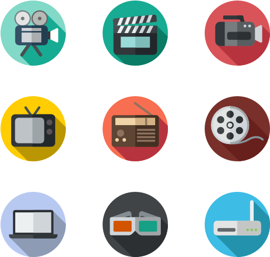 Clipart Freeuse Library Player Icons Free Rounded Multimedia - Flat Color Icon (600x564), Png Download