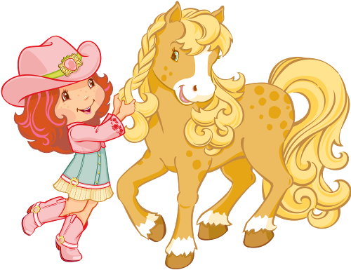 Svg Free Stock Strawberry Shortcake And - Cartoon Strawberry Shortcake Horse (500x385), Png Download