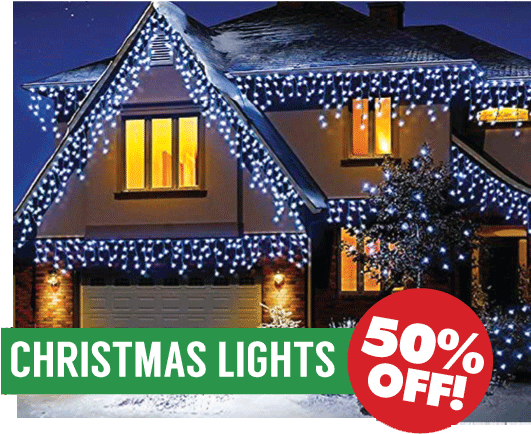 See All Our Departments - 360 Blue & White Led Snowing Icicle Lights With (577x513), Png Download