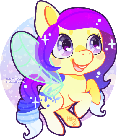 Miss-glitter, Commission, Heart Eyes, Oc, Oc Only, - Cartoon (404x484), Png Download