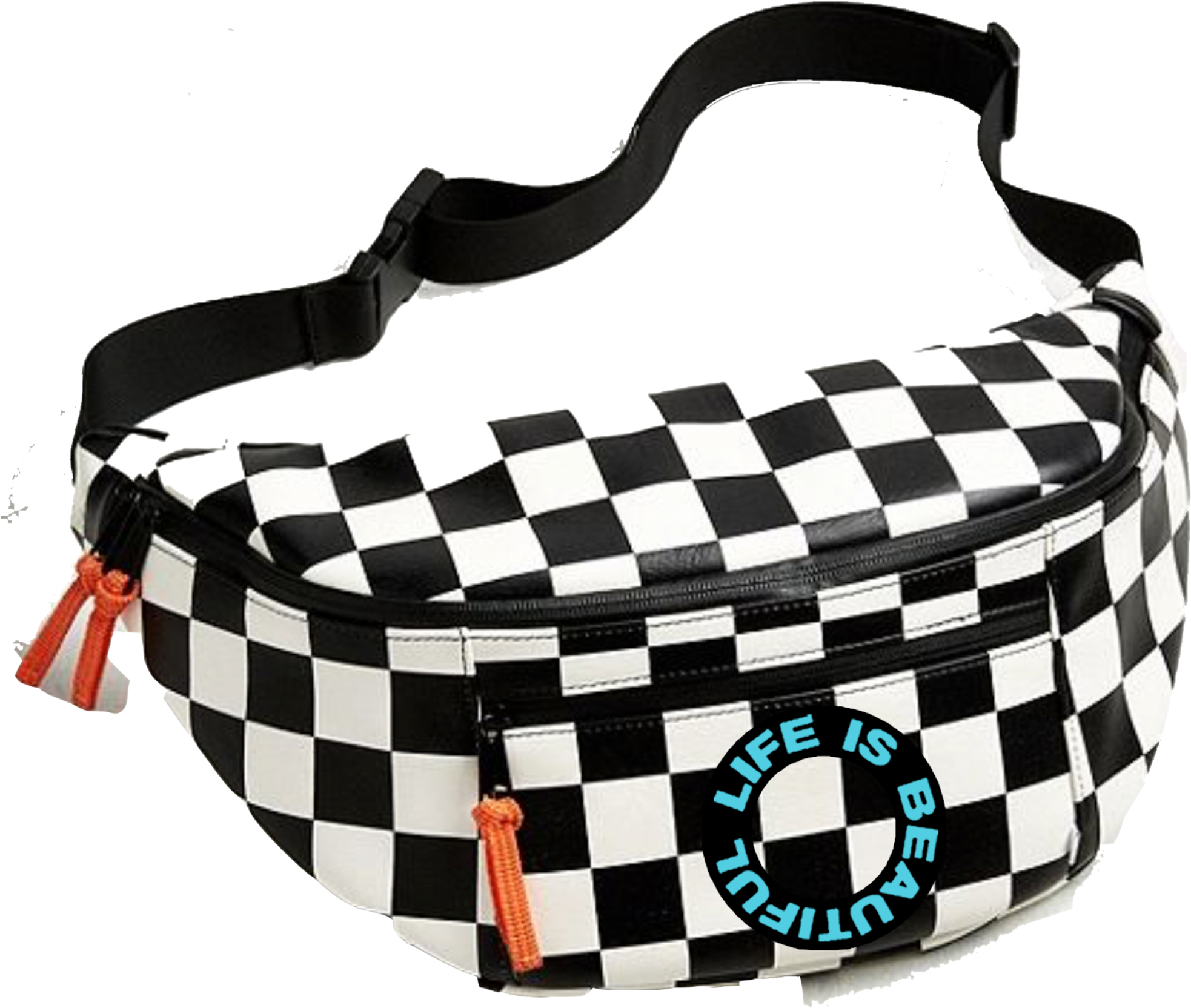 Checkerboard Slingbag W Leather Zip Pulls (2000x1726), Png Download