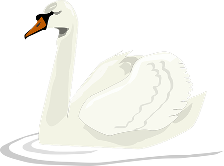 Swan Bird Swimming Beauty Animal Elegant W - Animated Swan (457x340), Png Download