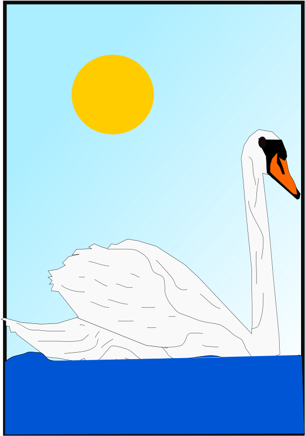 Swan Swimming In The Sun Svg Clip Arts 414 X 593 Px (414x593), Png Download