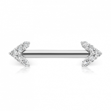 5mm Double Diamond Arrow Complete Nipple Barbell Image - Body Piercing (376x490), Png Download