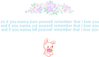 Suicide Kawaii Music Lyrics Flowers Self Harm Bunny - Cartoon (500x313), Png Download