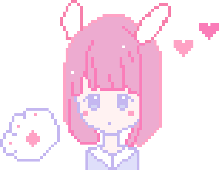 Pixel Kawaii Bunny Valentines Day Girl - Portable Network Graphics (1200x1200), Png Download