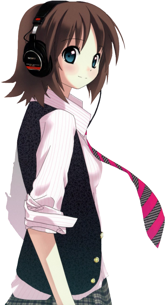 Anime Headphones Png Png Black And White Library - Cute Anime Girl Boyish (580x1023), Png Download