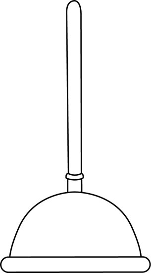 Black And White Toilet Plunger - Plunger Clipart Black And White (305x550), Png Download