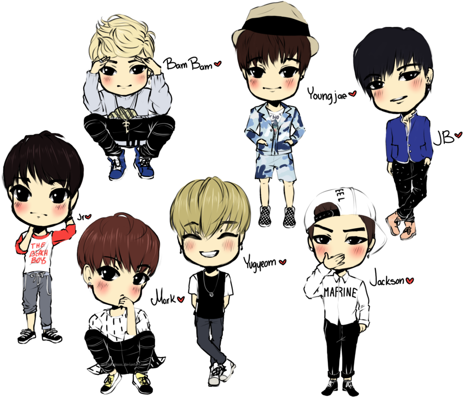 Image Royalty Free Kpop Chibi - Got 7 Chibi (966x828), Png Download