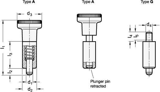 Indexing Plungers Without Thread, Without Rest Position - Steel (522x299), Png Download