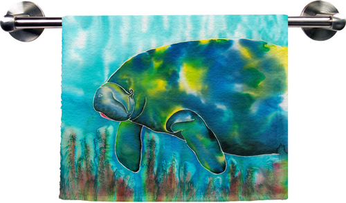 Mo The Manatee Hand Towel - Live Free Mo The Manatee Glass Cutting Board (500x293), Png Download