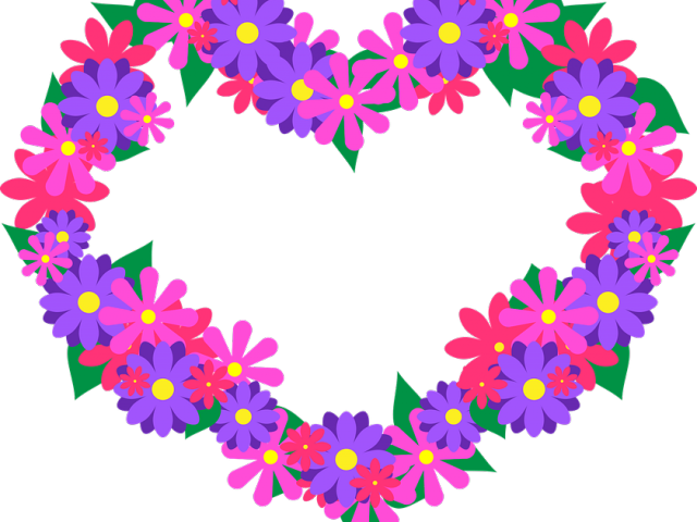 Purple Flower Clipart Purple Heart - Unicorn Heart Stickers (640x480), Png Download