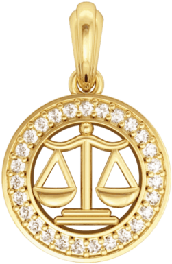 Libra Charm In Gold - Transparent Gold Charm Bracelet (400x400), Png Download