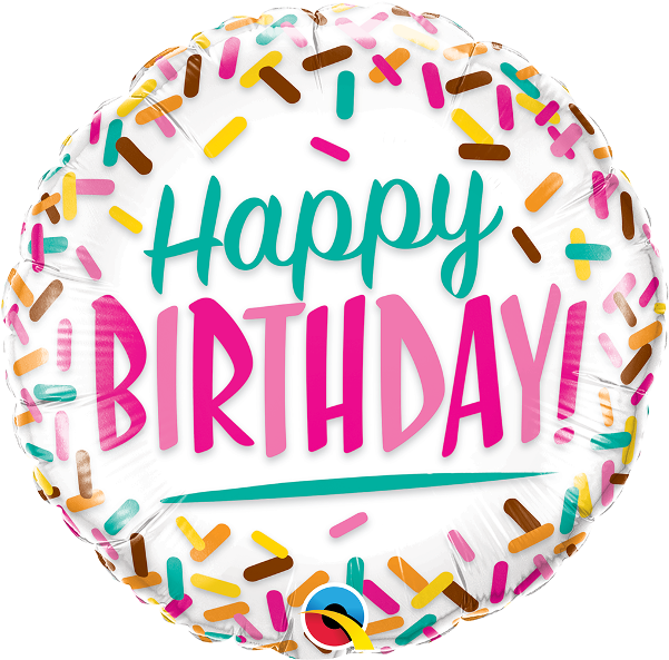 Birthday Sprinkles Balloon - Qualatex 18 Inch Circle Foil Balloon - Birthday Sprinkles (480x474), Png Download