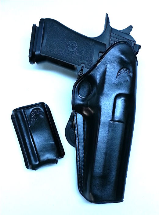 Leather Paddle Owb Holster With Extra Mag Pouch For - Leather (700x700), Png Download