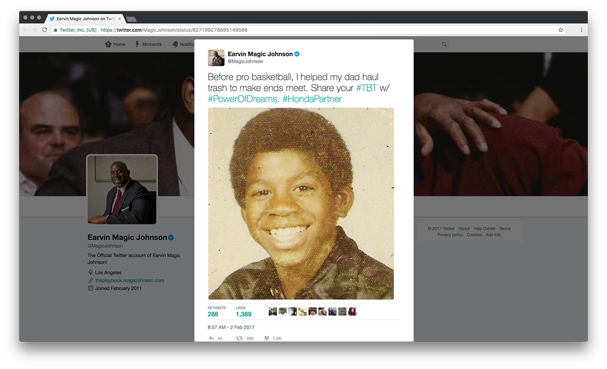 Magic Johnson Tweet - Magic Johnson Yearbook (1200x731), Png Download