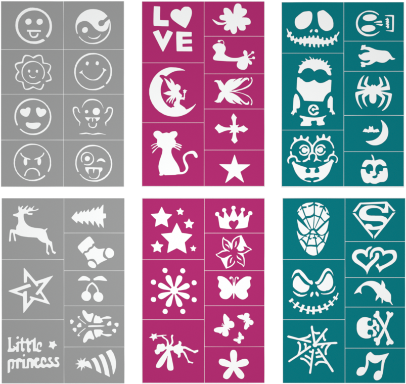 Nicpro Full Face Paint Kit With 48 Stencils, Aq Professional - Paint (1024x1024), Png Download